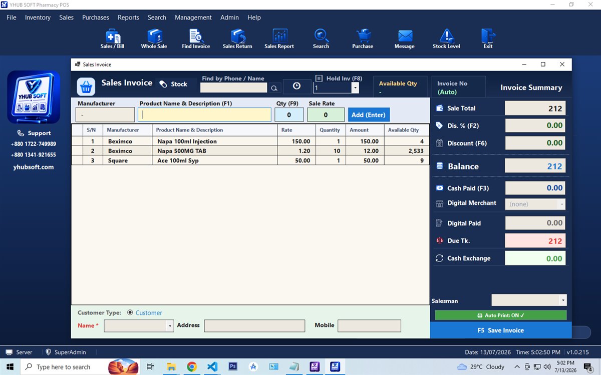 YHUB Soft Pharmacy POS